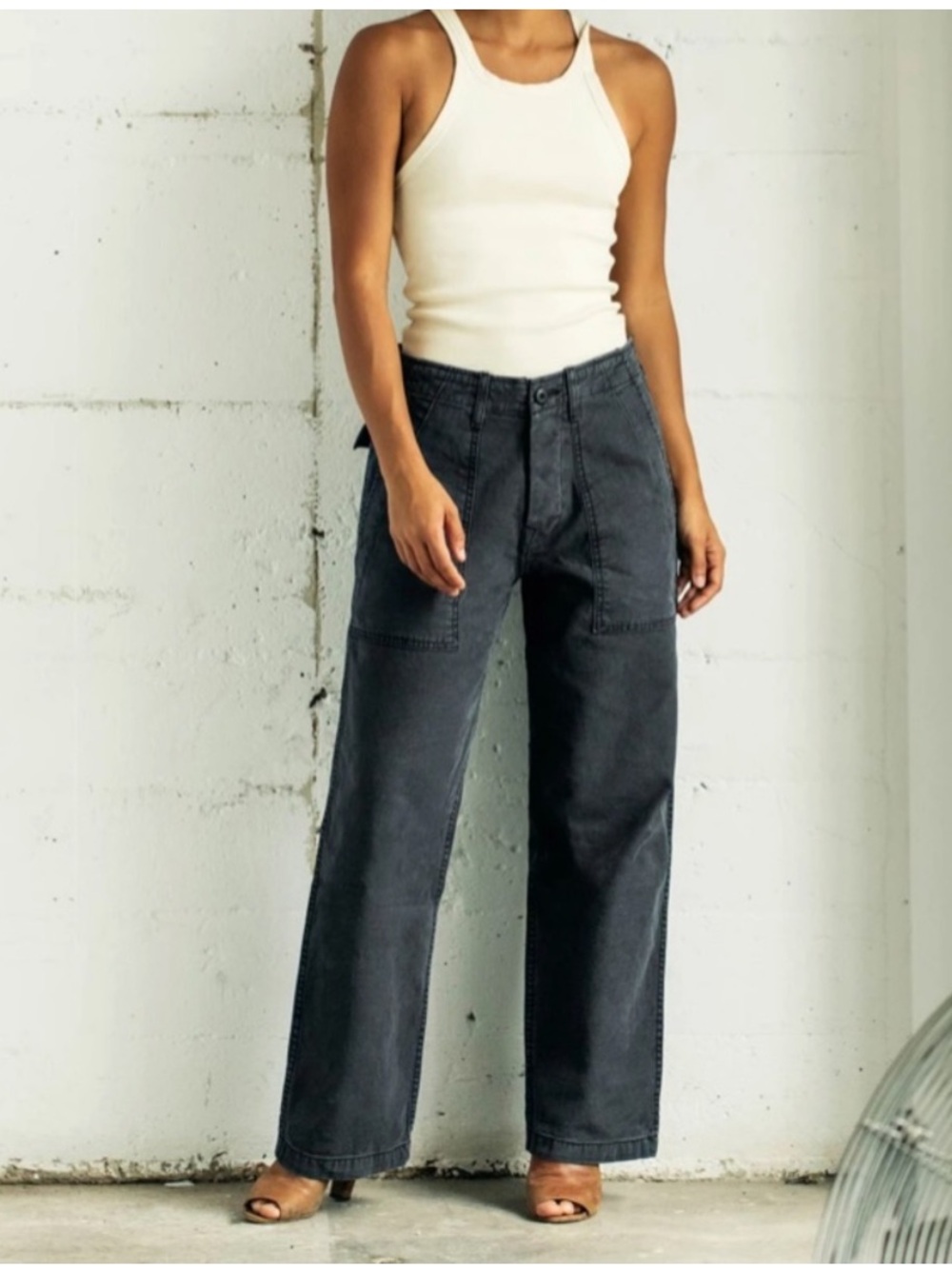Imogene and Willie Blake military trouser in black charcoal-XL